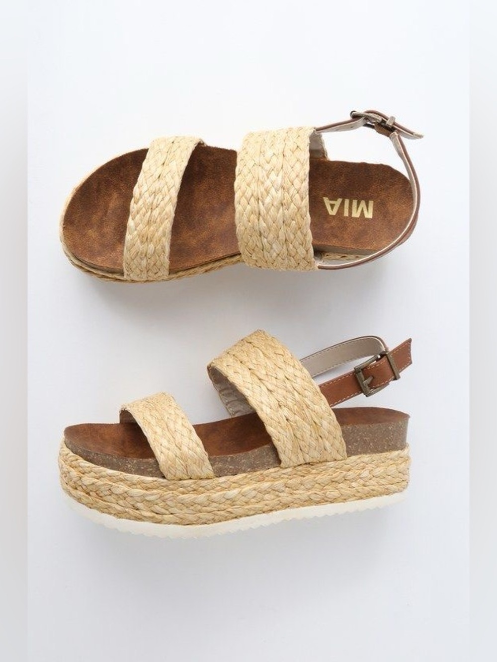 MIA Ava Natural Rafia Flatform Sandals